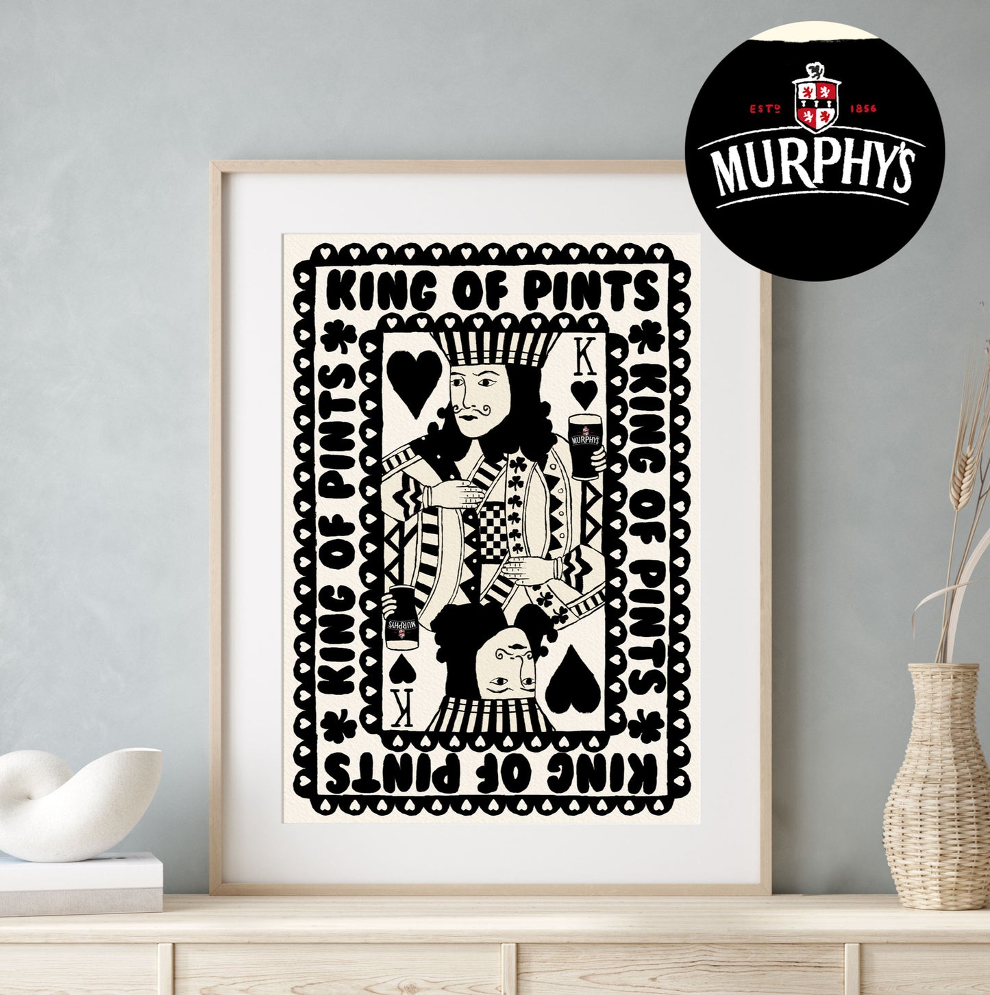 Murphy's King Of Pints Playing Card | Black And White | Mauds Studio
