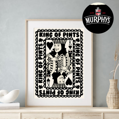 Murphy's King Of Pints Playing Card | Black And White | Mauds Studio