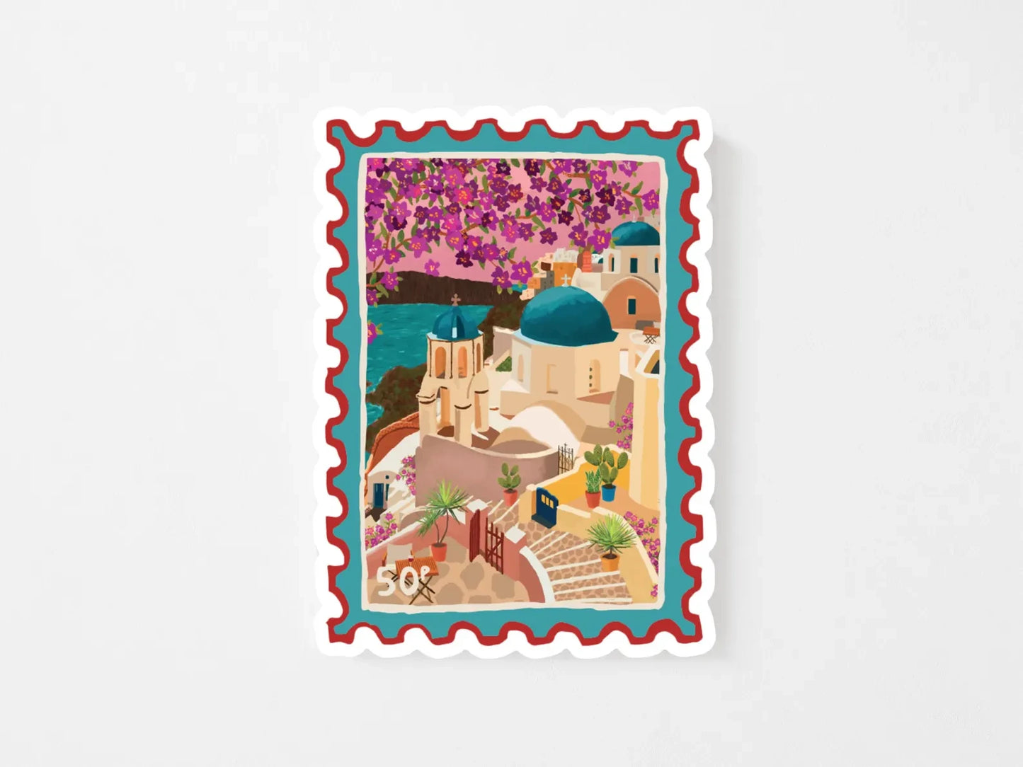 Santorini Stamp Vinyl Travel Sticker | Mauds Studio