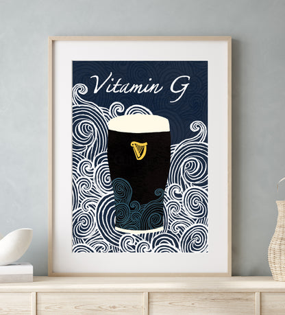 Vitamin G Guinness | Sea Waves Wall Art Print | Mauds Studio