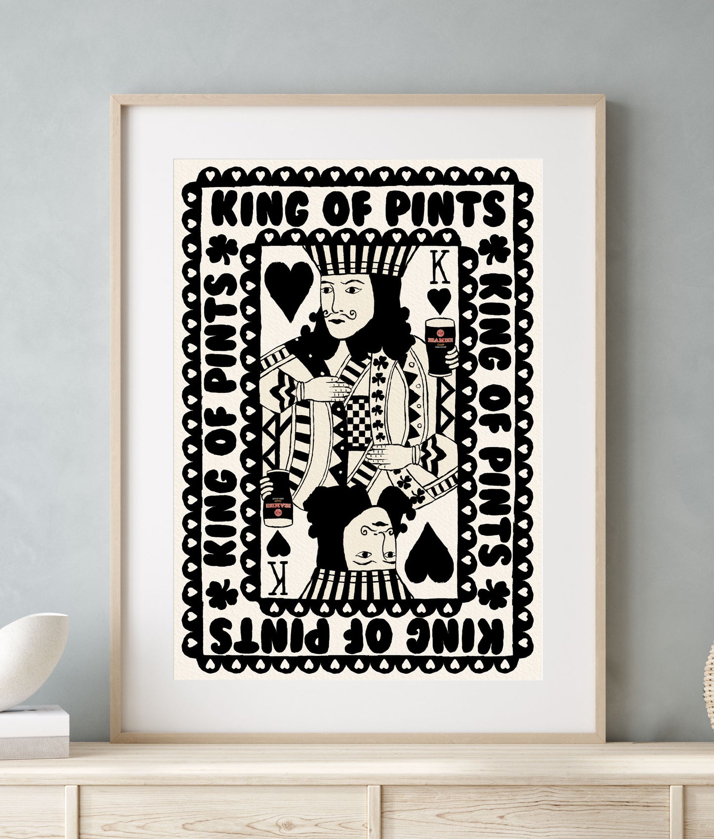 Beamish King Of Pints Playing Card | Black And White close up detail | Mauds Studio