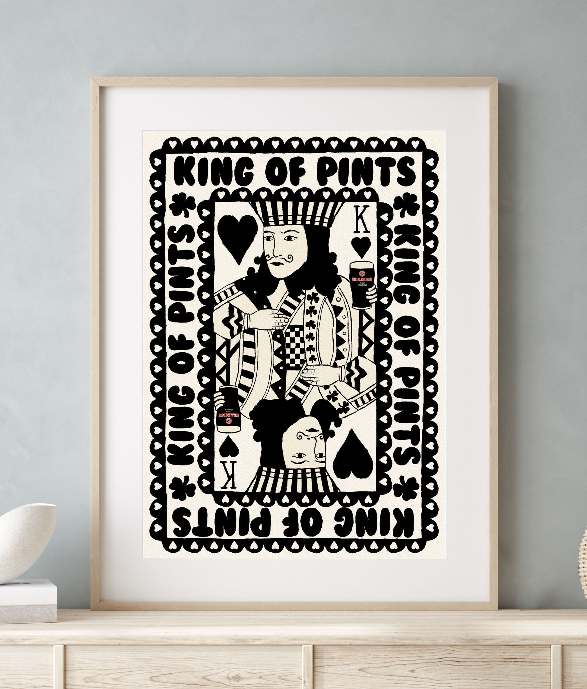 Beamish King Of Pints Playing Card | Black And White close up detail | Mauds Studio