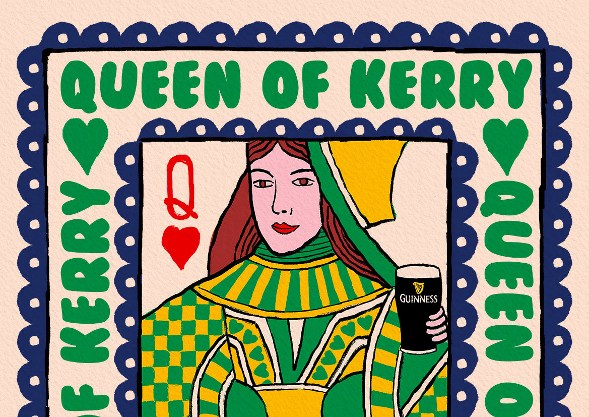 Personalised Irish County Prints- Queen Playing Card Wall Art - GAA print