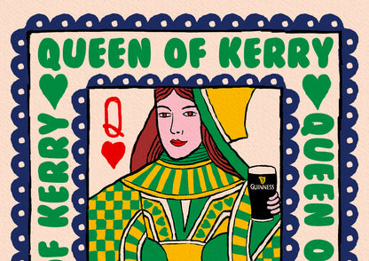 Personalised Irish County Prints- Queen Playing Card Wall Art - GAA print
