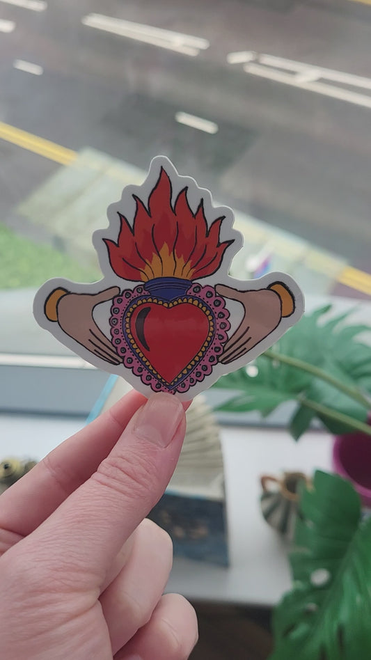 Claddagh Sacred Heart Glossy Vinyl Sticker