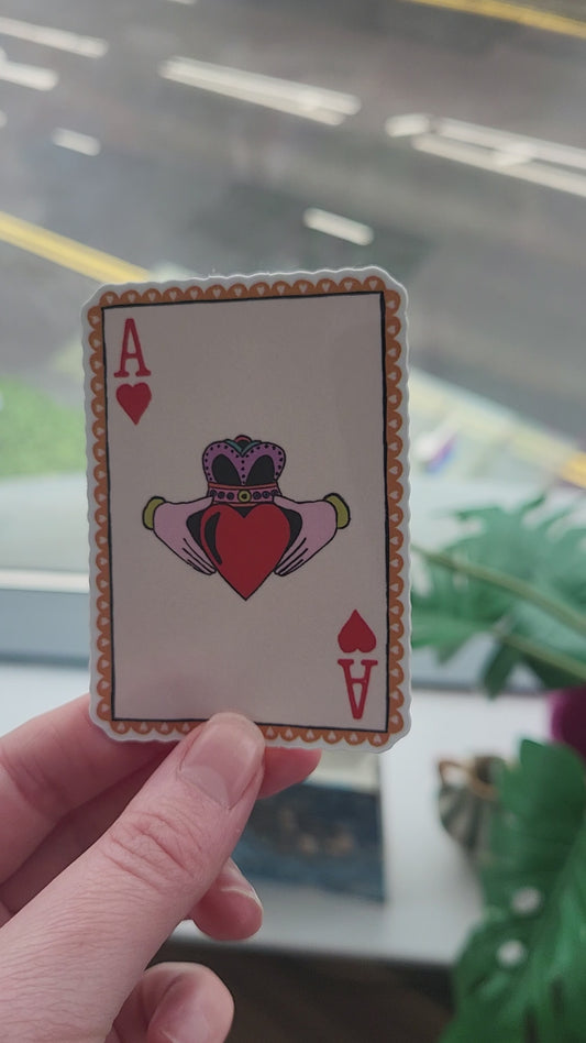 Claddagh Ace of Hearts Glossy Vinyl Sticker